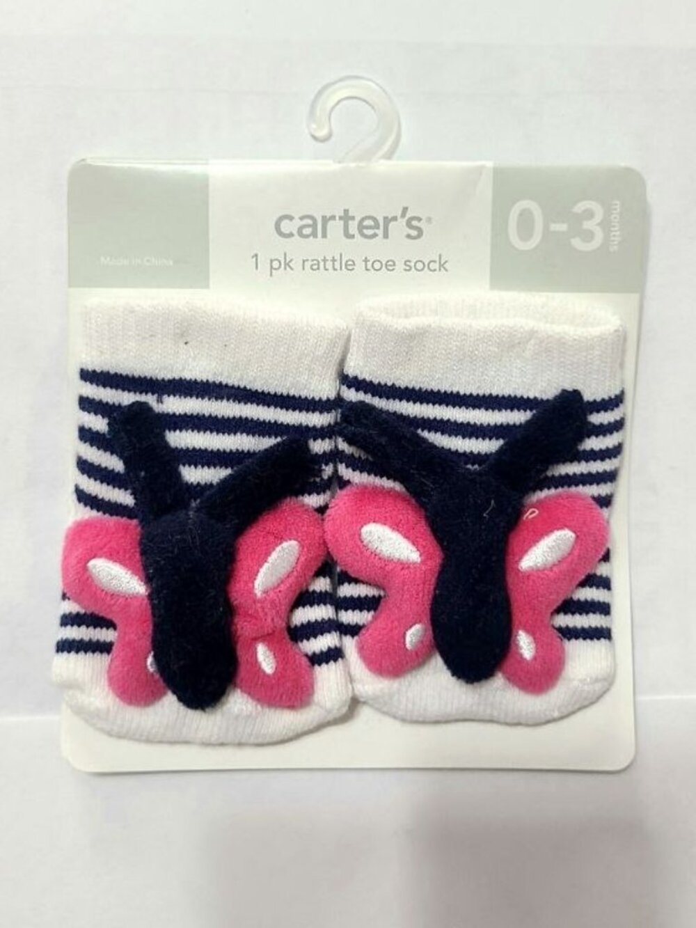 Butterfly Rattle Socks – 0–3 Months